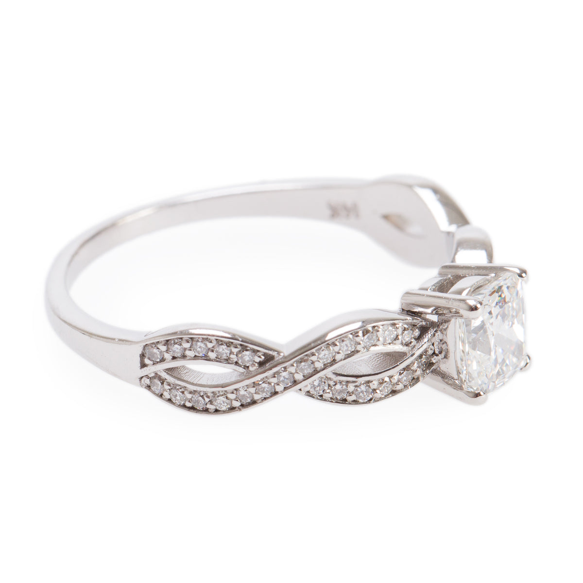14k White Gold 0.76 ct. Round Cut Diamond Engagement Ring, Size 8.25
