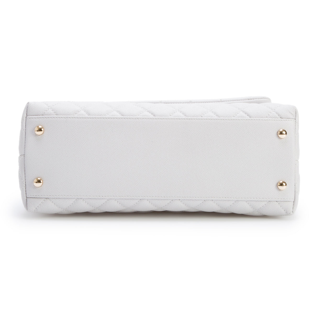 Chanel Light Grey Caviar Quilted Small Coco Handle Flap w/ Box, Authenticity Card & Strap