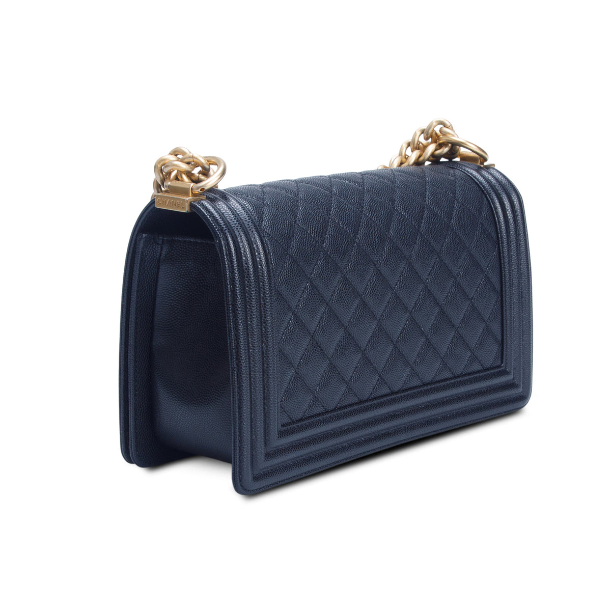 Chanel Black Quilted Caviar Medium Boy Flap Bag w/ Box & Authenticity Card