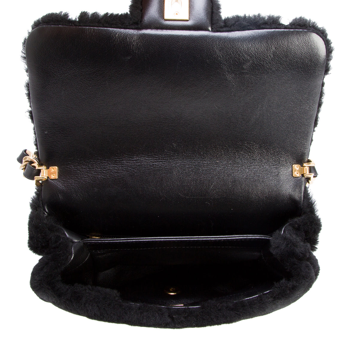 Chanel 2022 Black Shearling Quilted Furry Coco Flap w/ Box & Receipt
