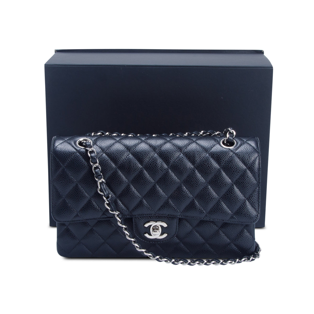 Chanel Black Caviar Quilted Medium Double Flap Bag w/ Box & Authenticity Card