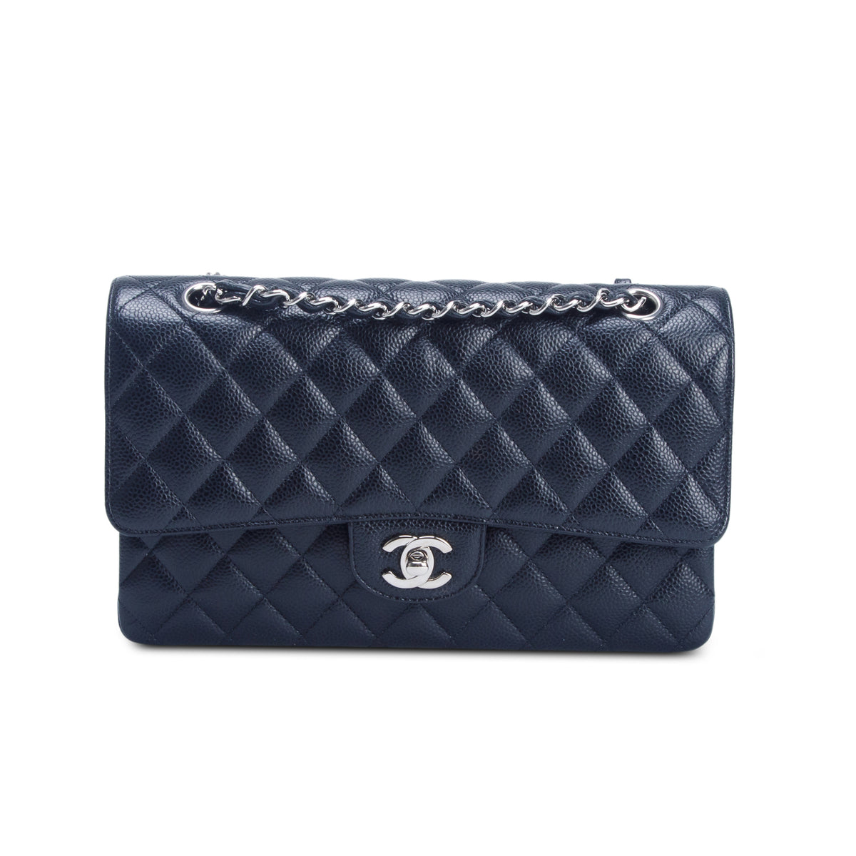 Chanel Black Caviar Quilted Medium Double Flap Bag w/ Box & Authenticity Card