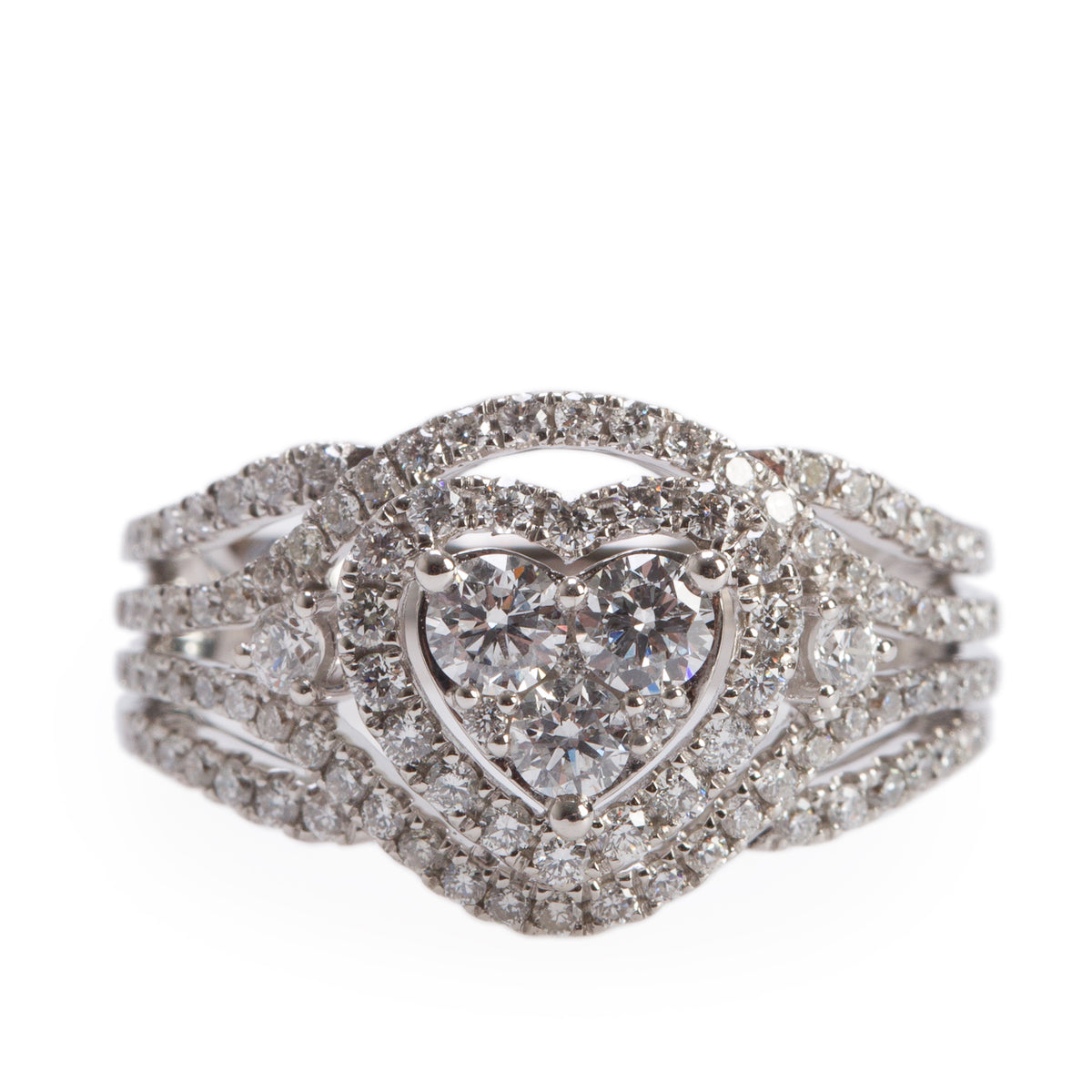 18k White Gold 0.88 tcw. Cluster Diamond Ring, Size 6.5