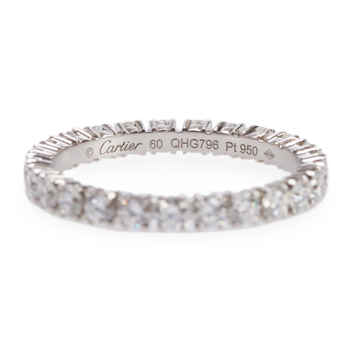 Cartier Platinum Etincelle de Cartier Diamond Wedding Band Ring, Size 60 9 w/ Box