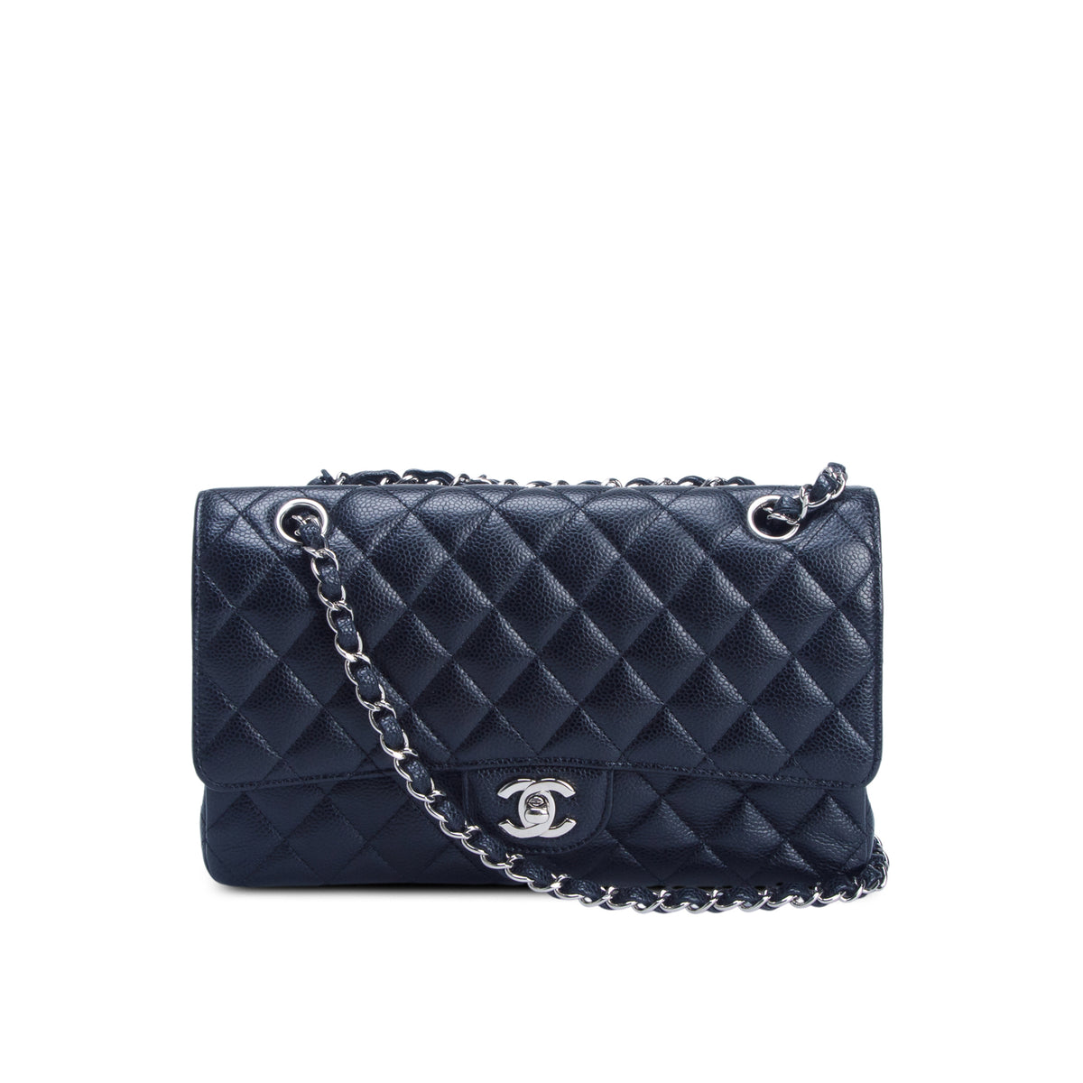 Chanel Black Caviar Quilted Medium Double Flap Bag