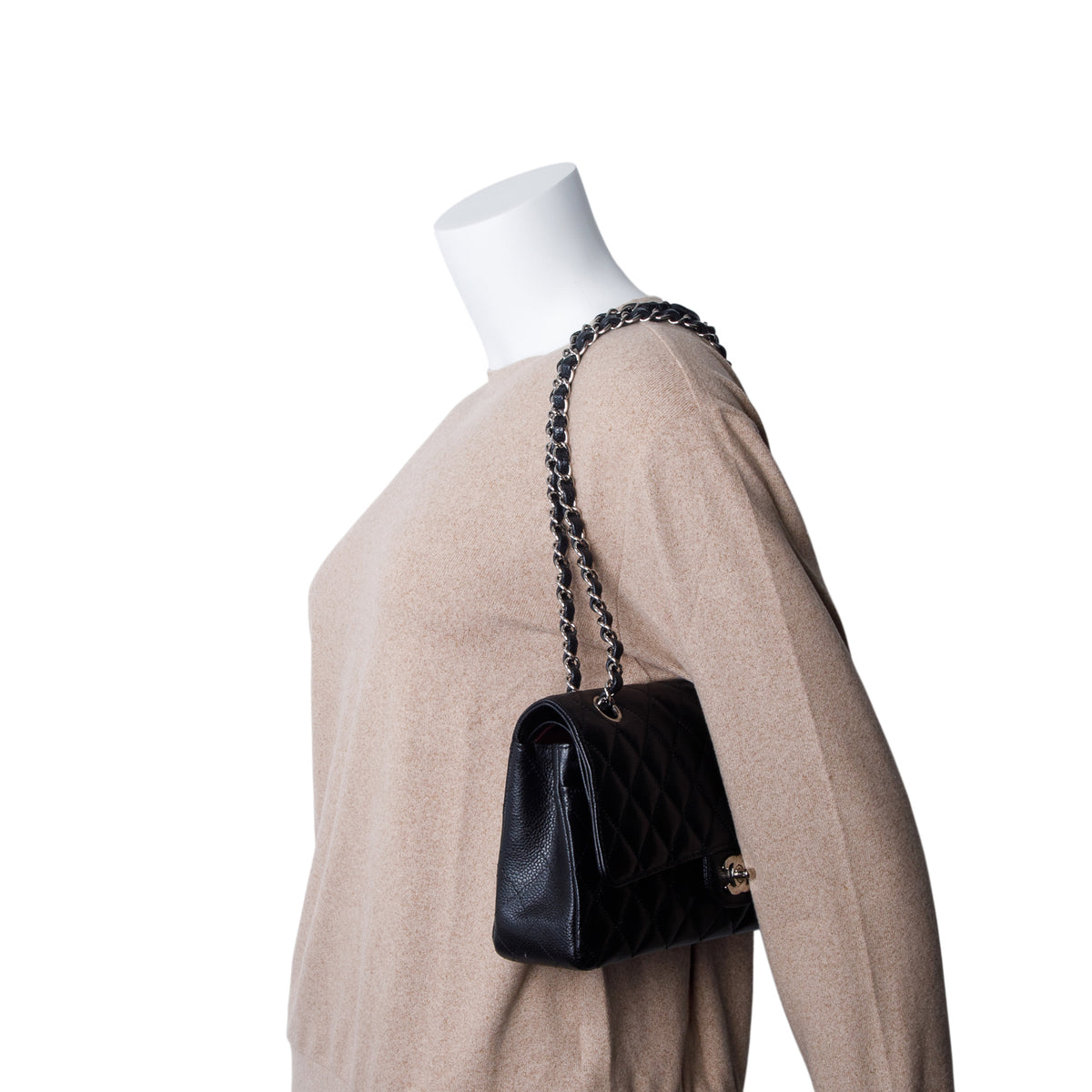 Chanel Black Caviar Quilted Medium Double Flap Bag