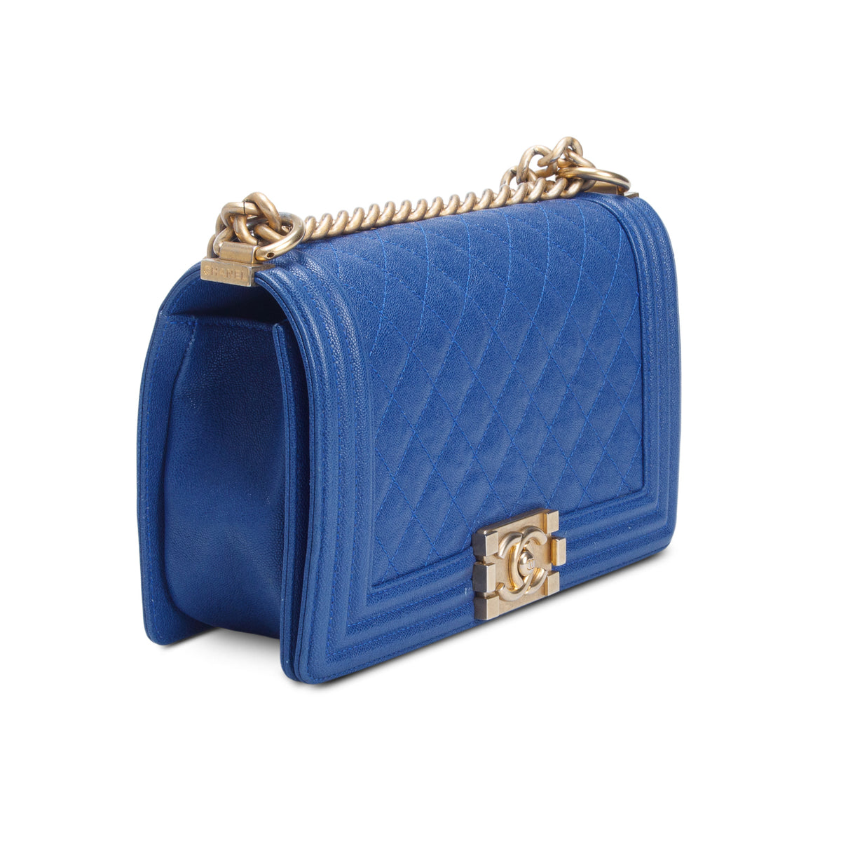 Chanel Blue Quilted Caviar Medium Boy Flap Bag