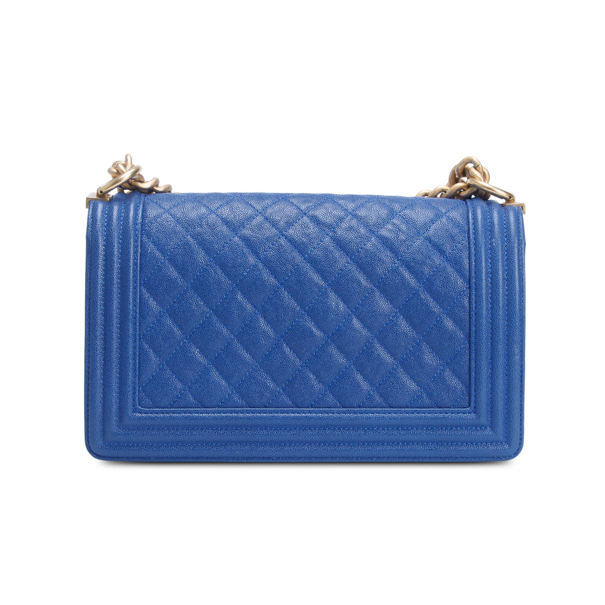 Chanel Blue Quilted Caviar Medium Boy Flap Bag