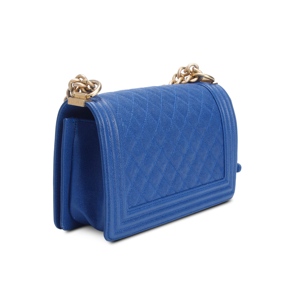 Chanel Blue Quilted Caviar Medium Boy Flap Bag