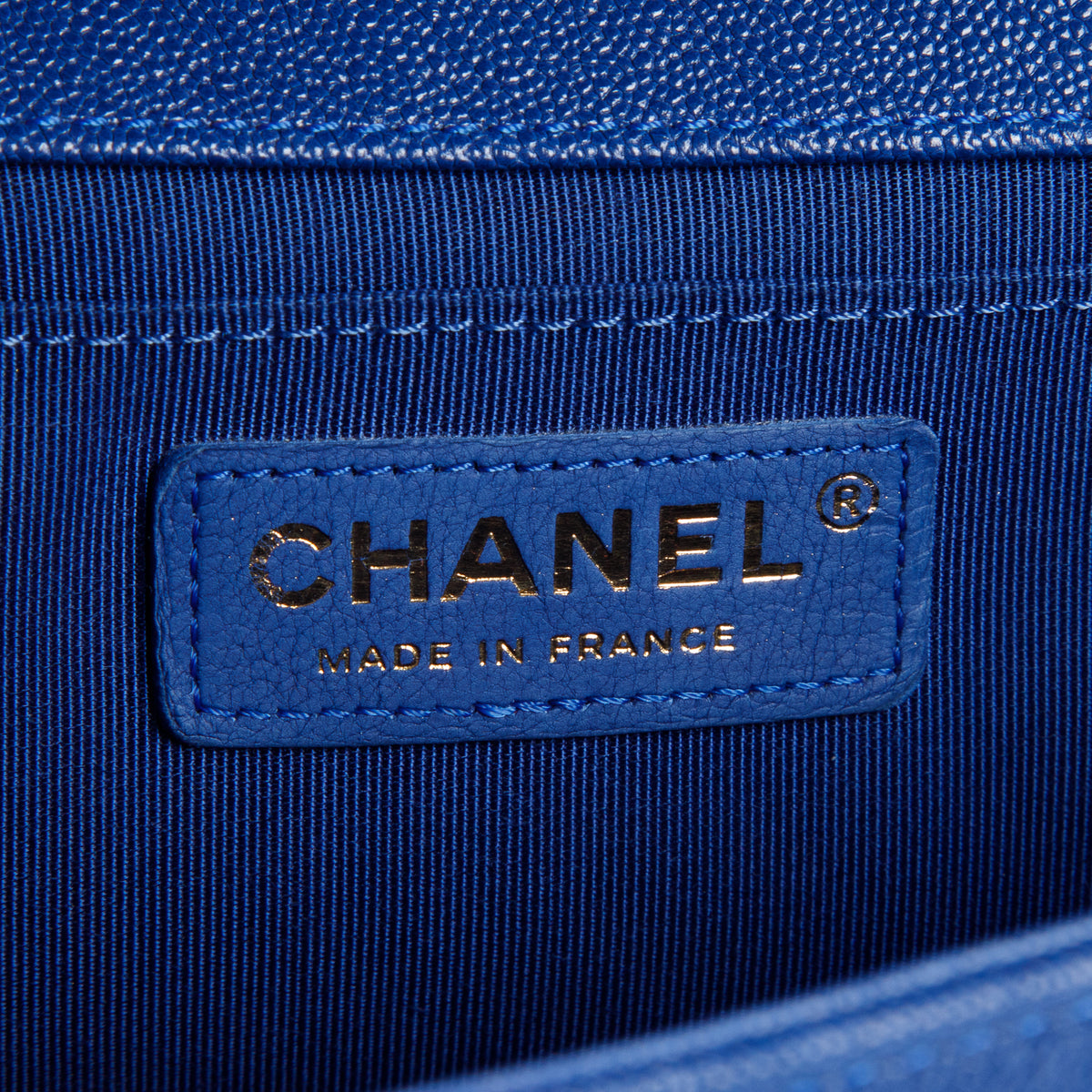 Chanel Blue Quilted Caviar Medium Boy Flap Bag