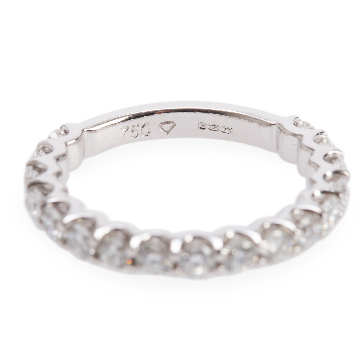 18k White Gold 0.94 tcw. Diamond Half-Eternity Band Ring, Size 5.25