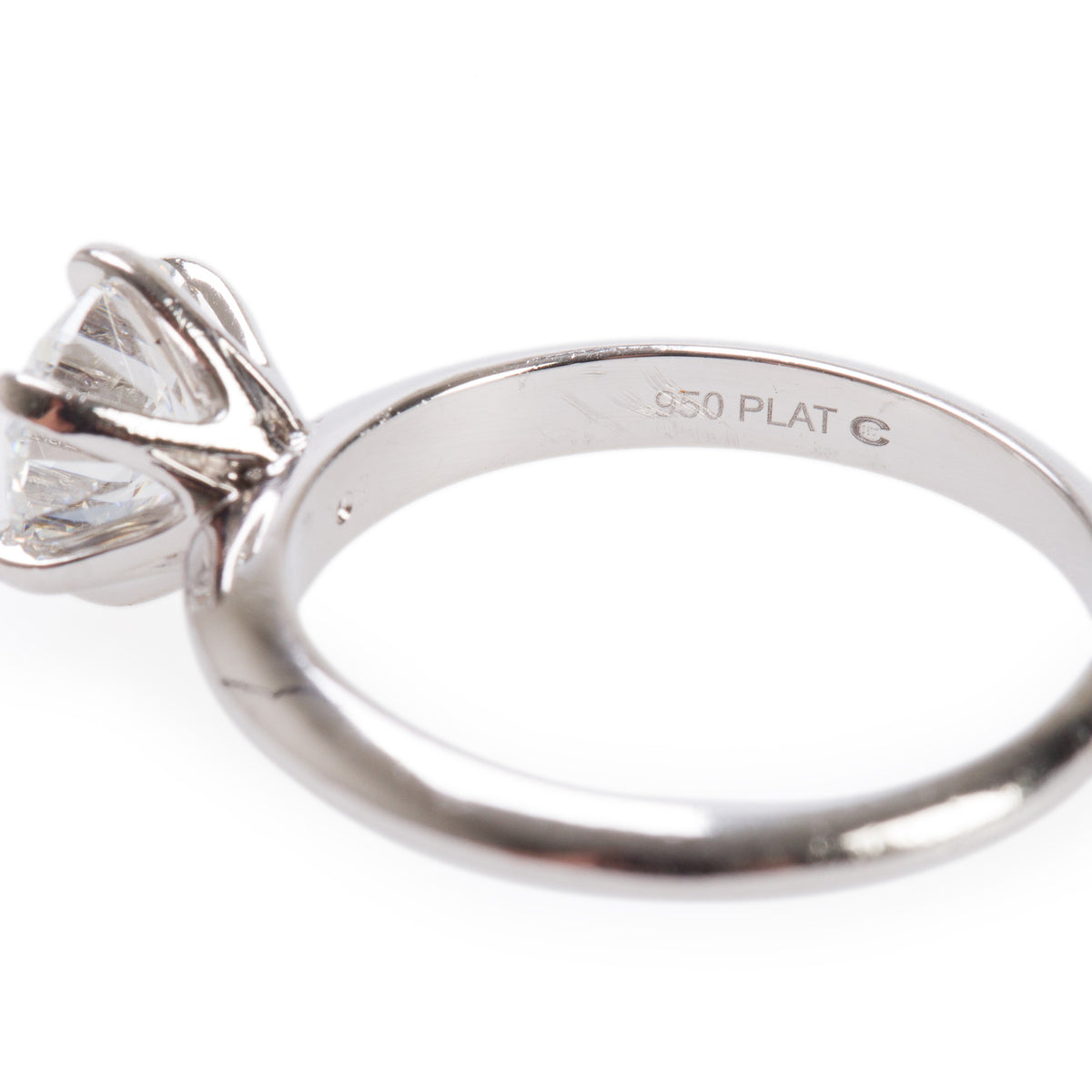 Platinum 1.53 ct. Round Cut Solitaire Diamond Ring, Size 6.5 w/ Certificate