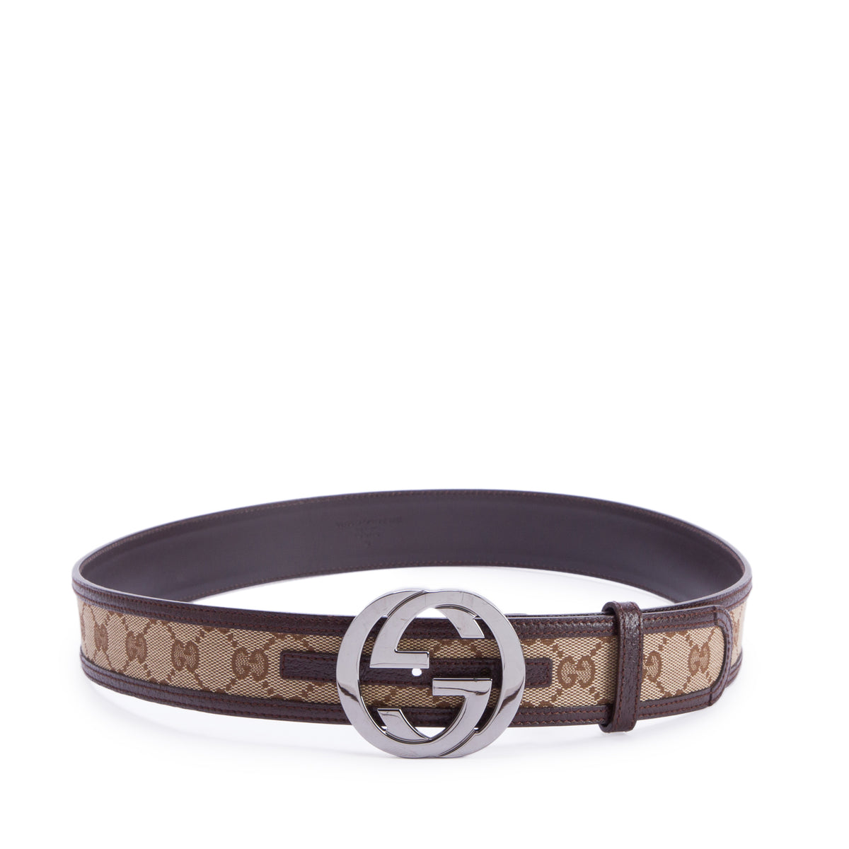 Gucci Beige/Brown Monogram Interlocking G Belt 95 38