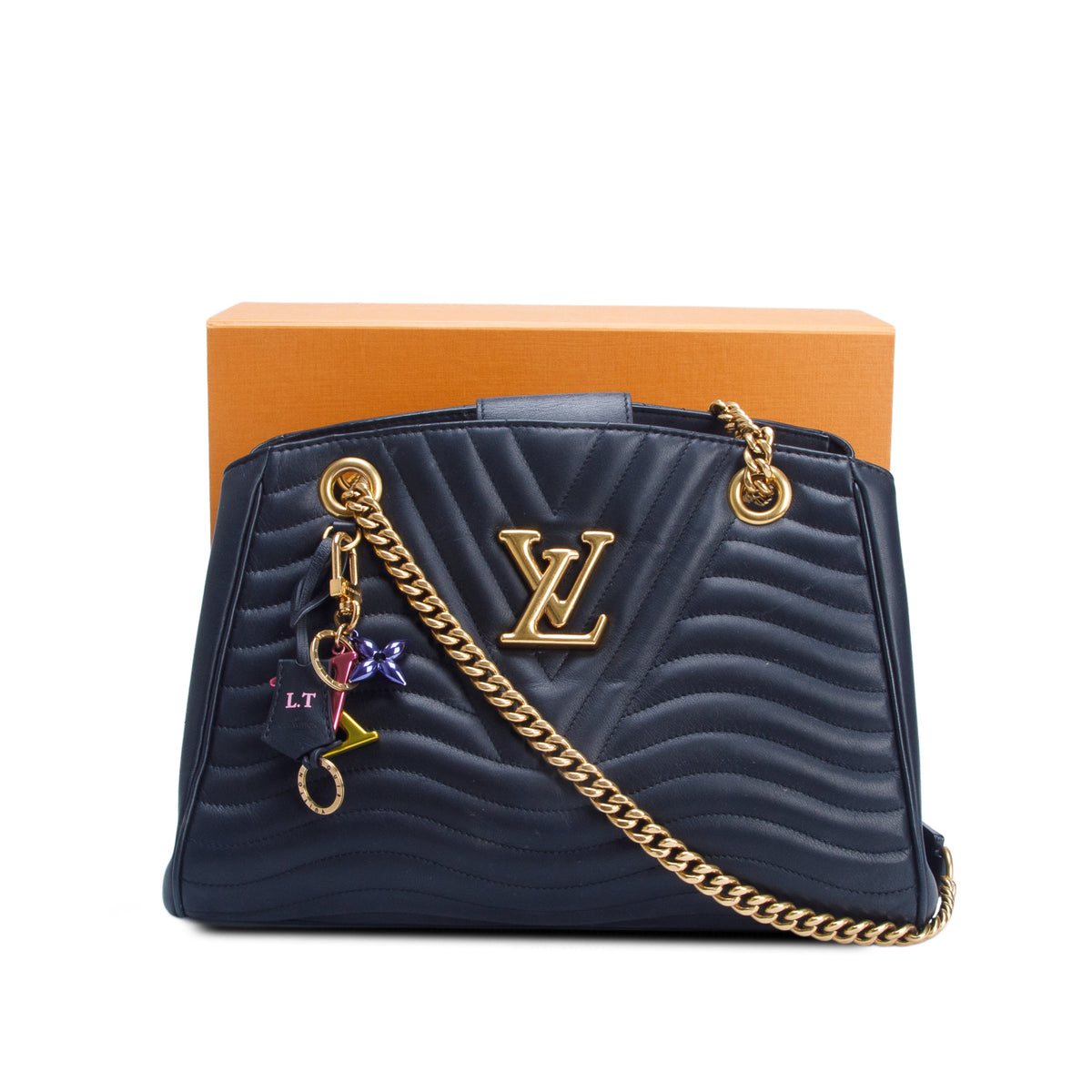 Louis Vuitton Black Calfskin Quilted New Wave Chain Tote w/ Box