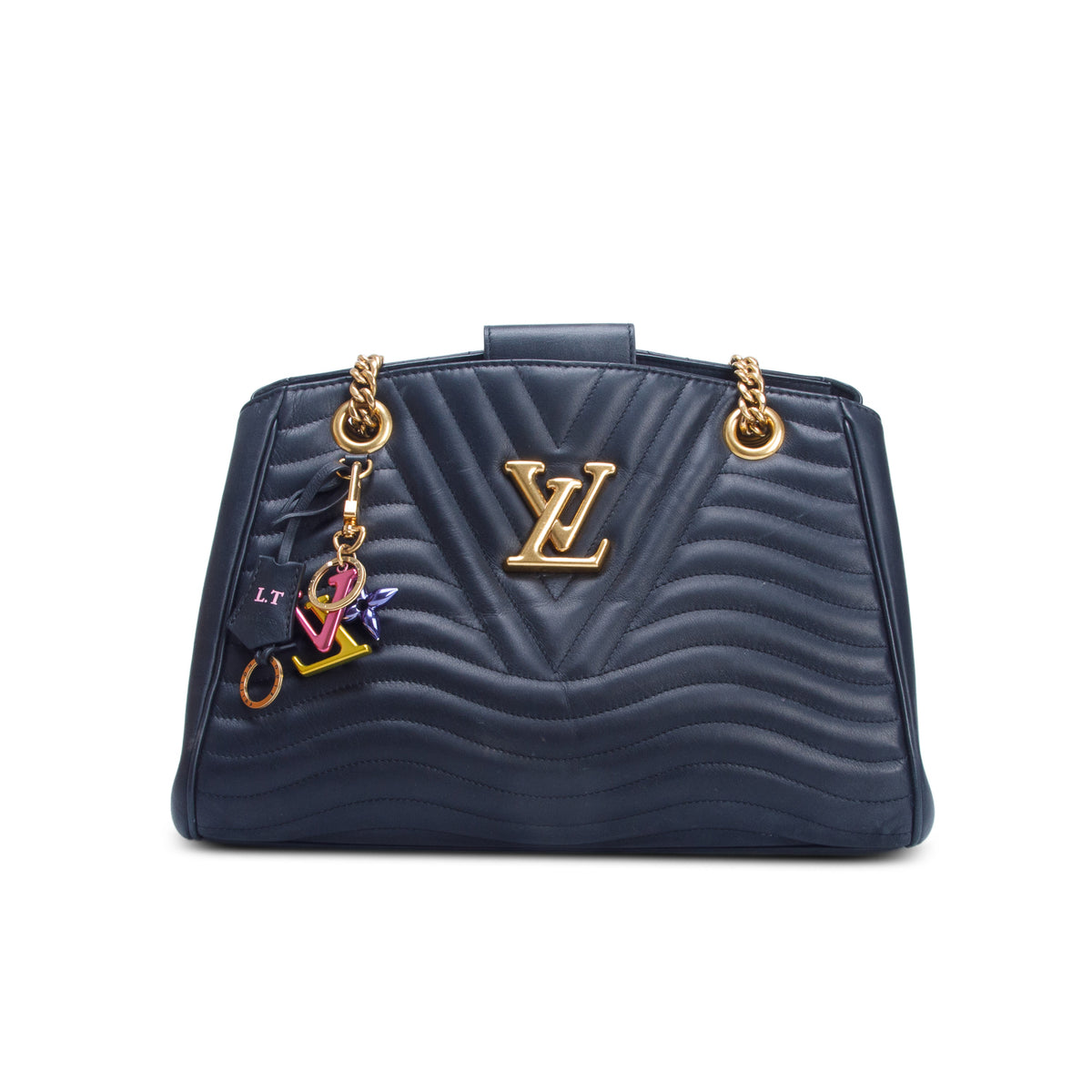 Louis Vuitton Black Calfskin Quilted New Wave Chain Tote w/ Box