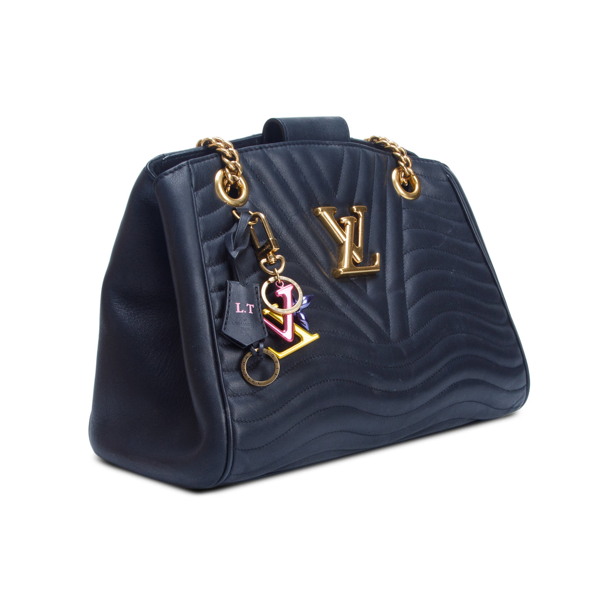 Louis Vuitton Black Calfskin Quilted New Wave Chain Tote w/ Box