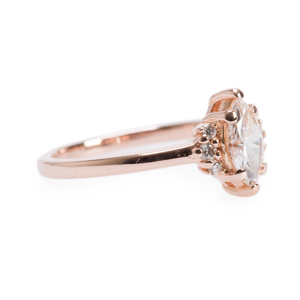 14k Rose Gold 0.41 ct. Marquise Cut Diamond Engagement Ring, Size 6.5 w/ GIA Certificate