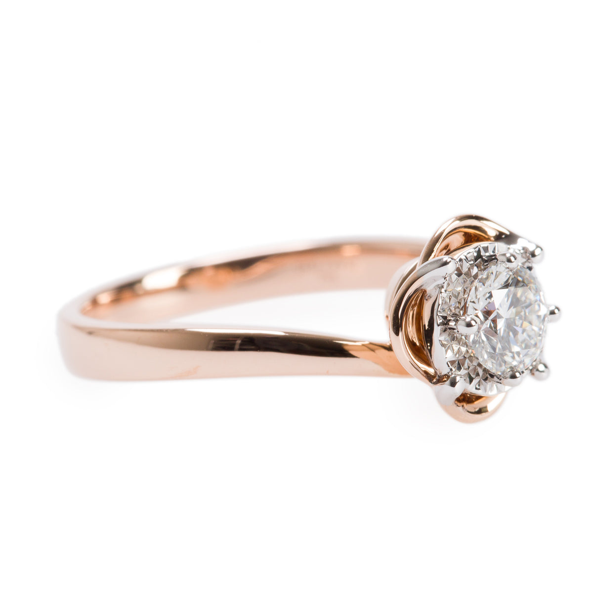 14k Rose Gold 0.41 ct. Round Cut Diamond Engagement Ring, Size 5.5 w/ GIA Certificate