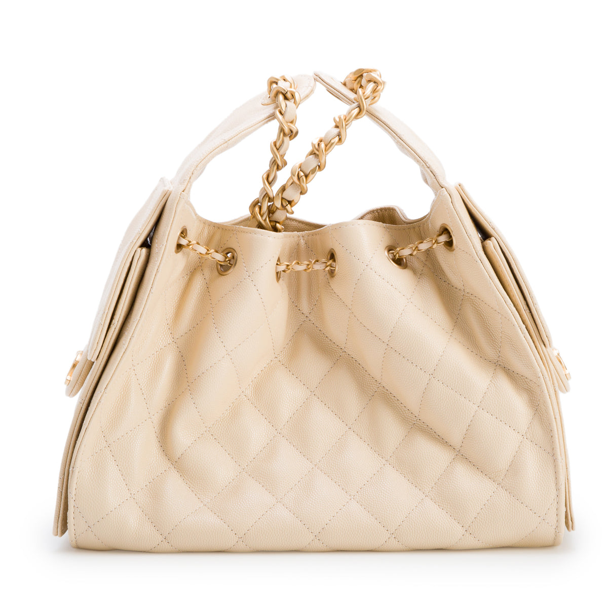Chanel Beige Caviar Quilted Small Chanel 25 Handbag w/ Box
