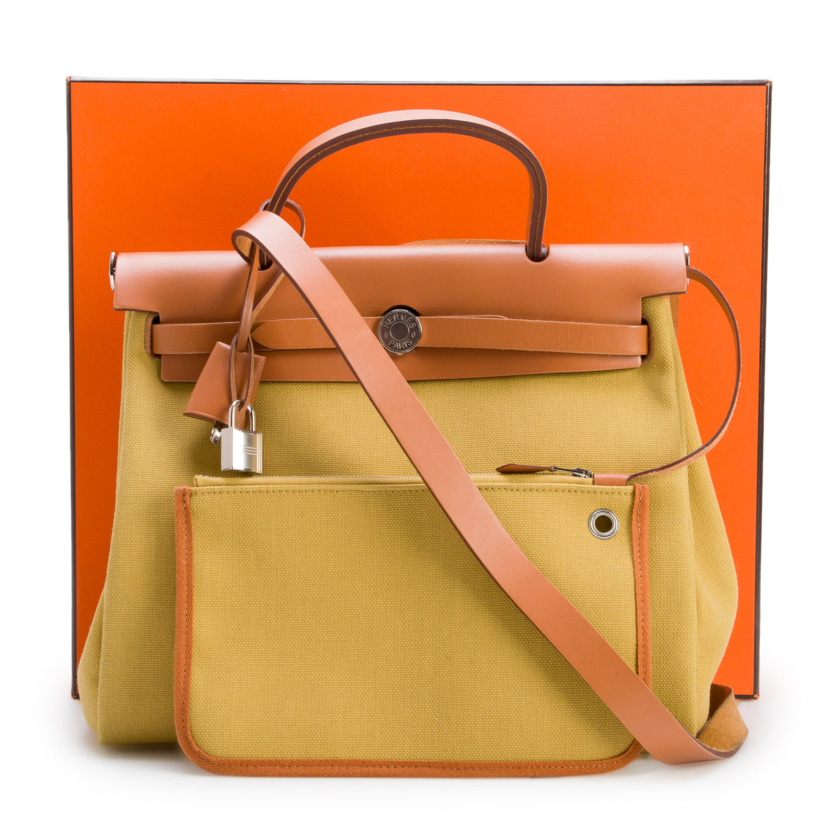 Hermes 2023 Lime Toile Militaire Vache Hunter Herbag Zip 31 w/ Box & Pouch