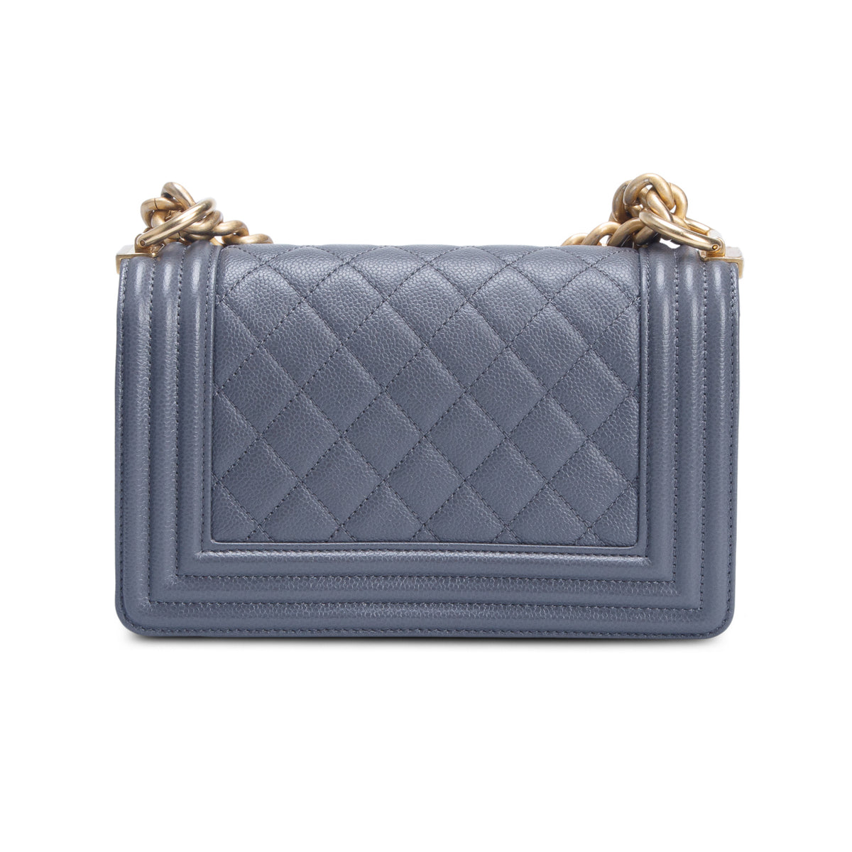 Chanel Grey Caviar Quilted Leather Small Boy Bag w/ Box