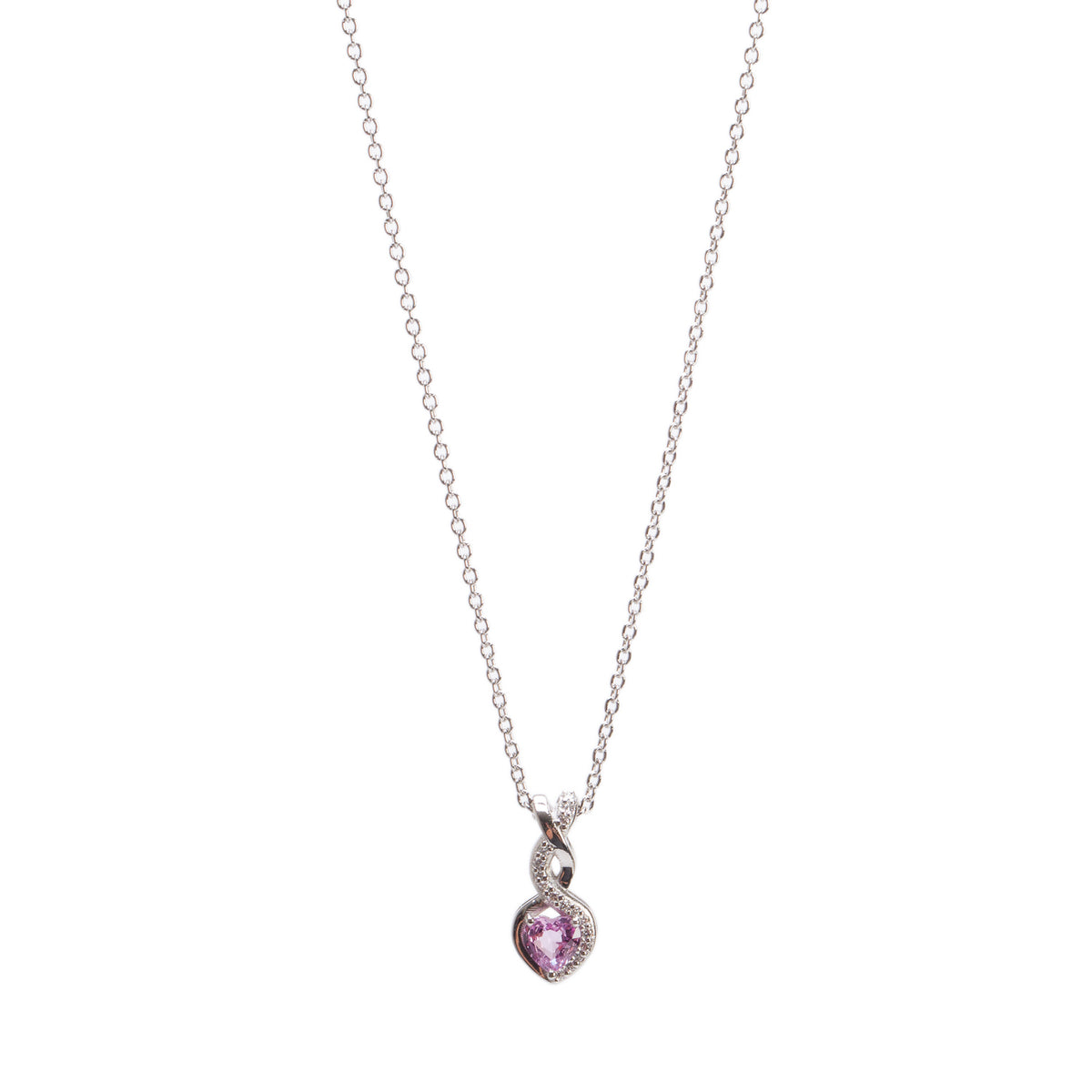 Platinum Pink Sapphire & Diamond Pendant Necklace