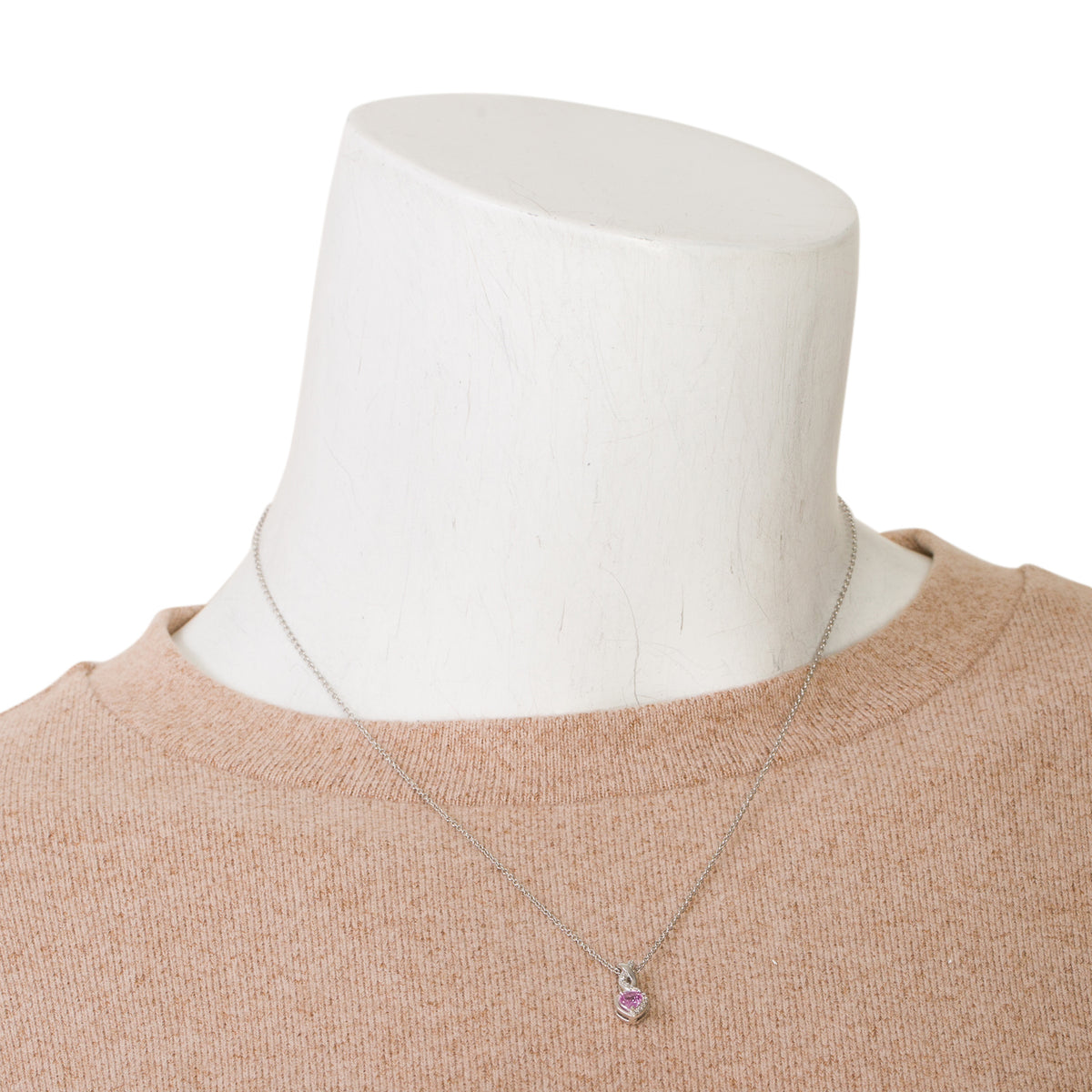 Platinum Pink Sapphire & Diamond Pendant Necklace