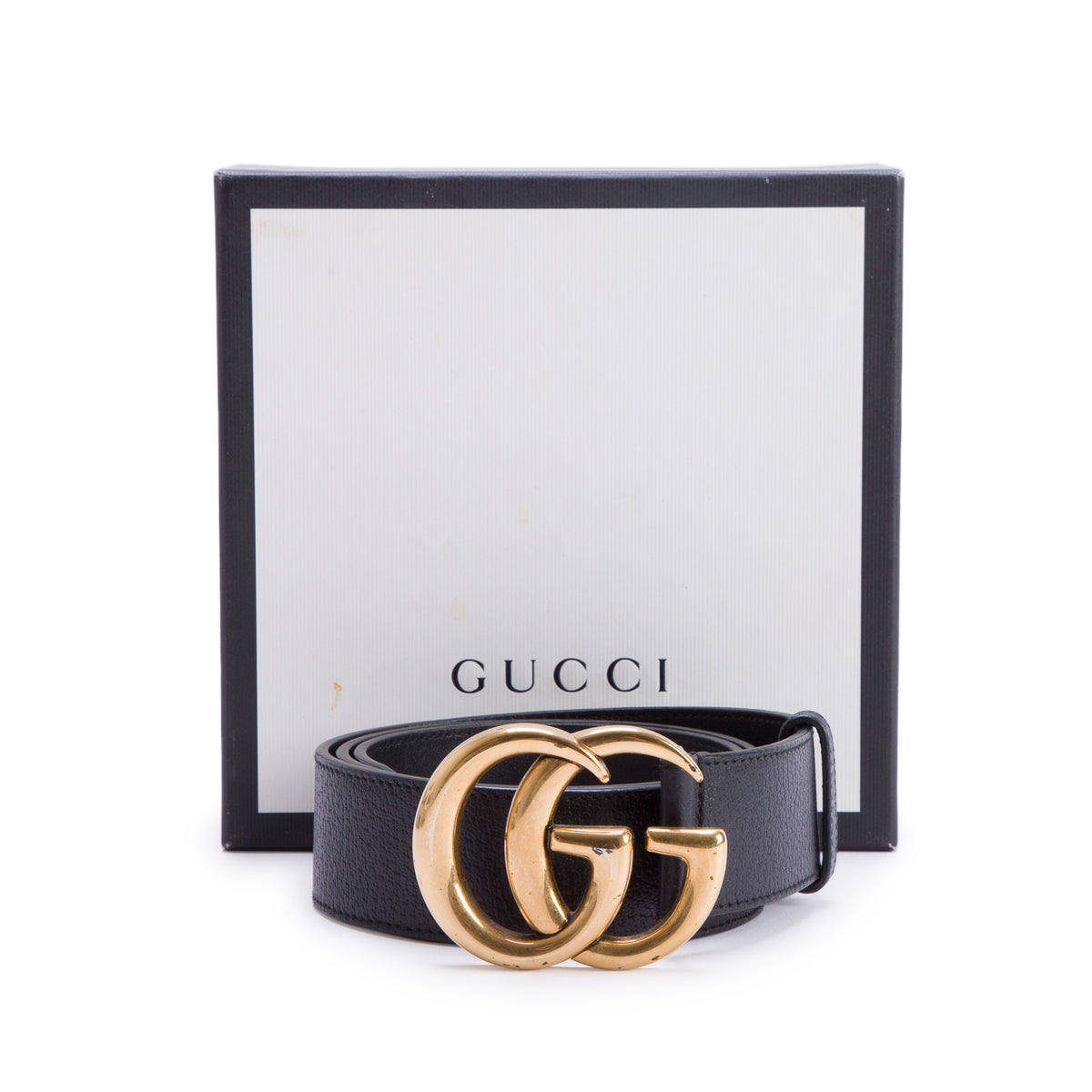 Gucci Black GG Marmont Wide Leather Belt 85 34 w/ Box