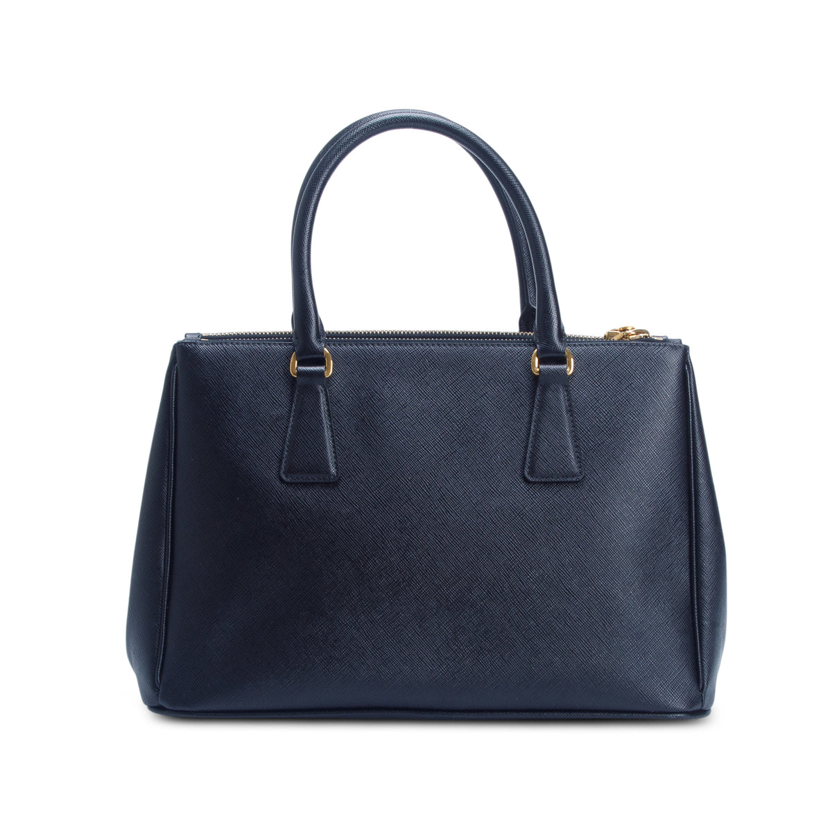 Prada Black Saffiano Lux Leather Small Double Zip Galleria Tote w/ Authenticity Card & Strap