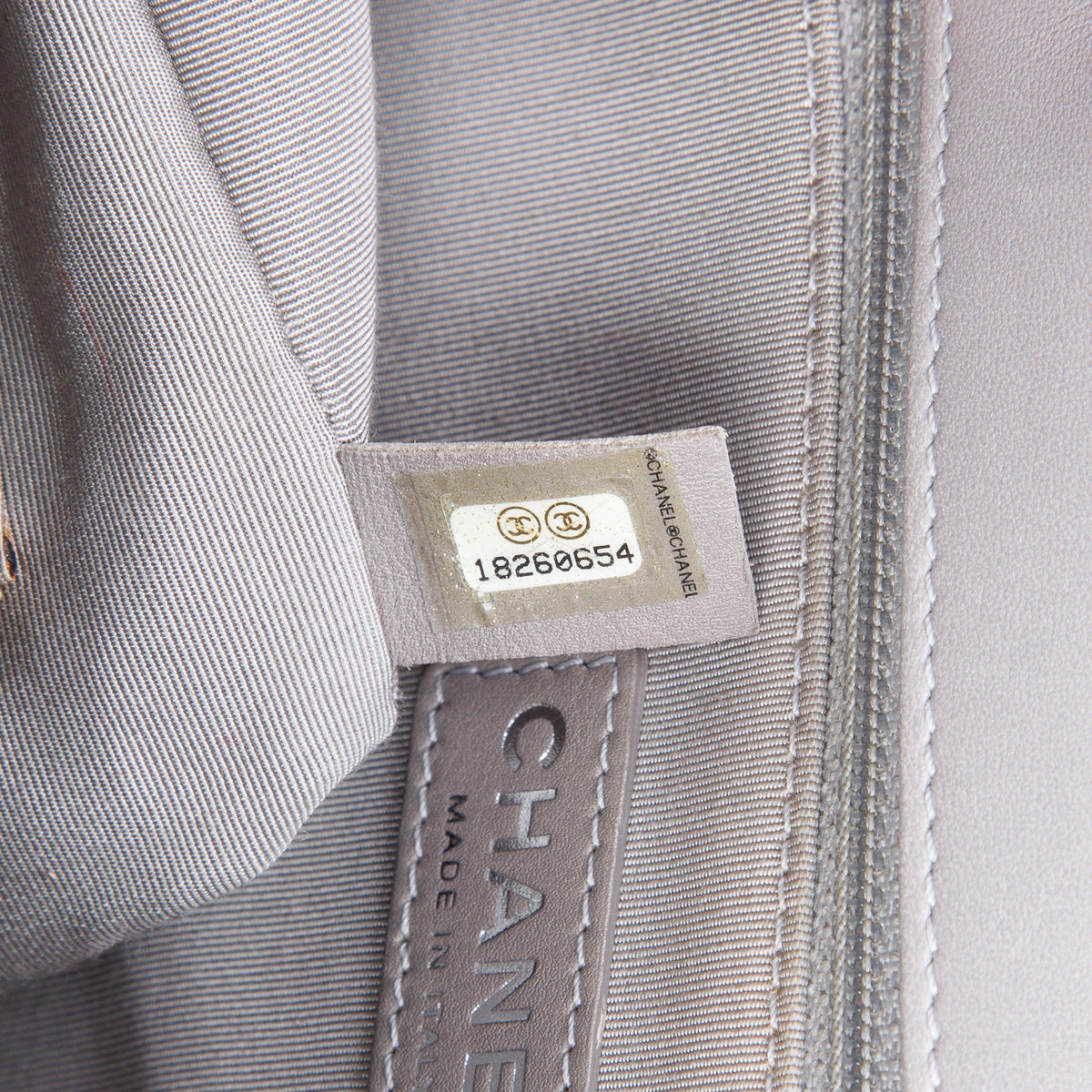 Chanel Grey Lambskin Quilted Leather Boy XL Bag w/ Authenticity Card