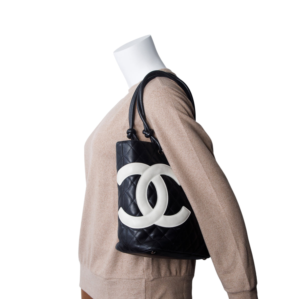 Chanel Black Calfskin Quilted Medium Cambon Tote w/ Authenticity Card