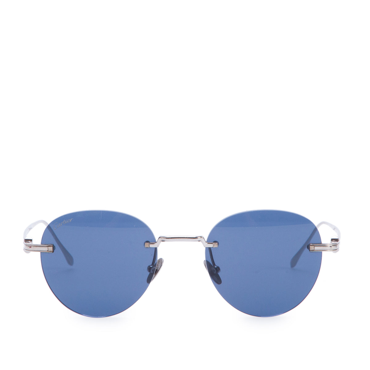 Cartier CT0331S Titanium Pasha de Blue  Round Sunglasses w/ Box & Case