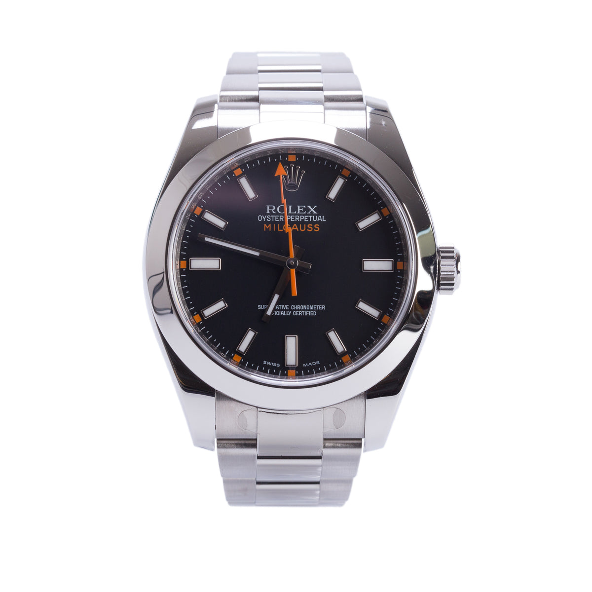 Rolex Stainless Steel Milgauss 40 MM Automatic Watch Black Dial 116400GV w/ Box & Papers