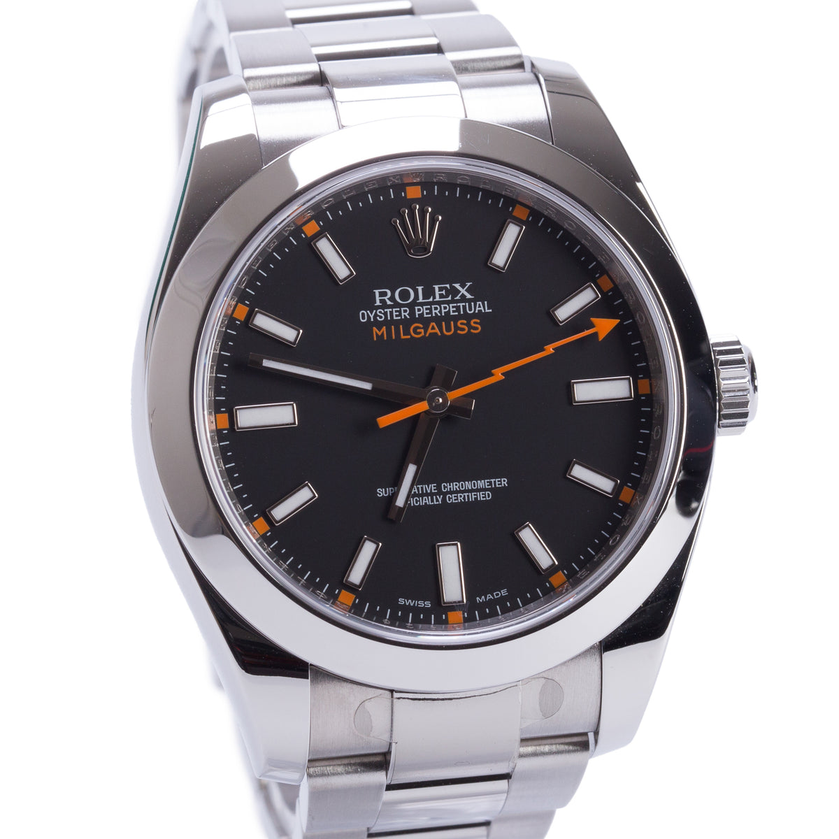 Rolex Stainless Steel Milgauss 40 MM Automatic Watch Black Dial 116400GV w/ Box & Papers
