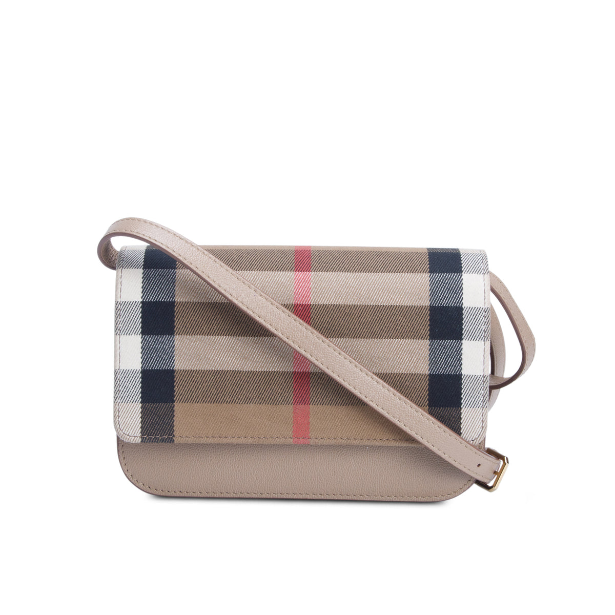 Burberry Brown House Check Grained Calfskin Small Madison Shoulder Bag w/ Box