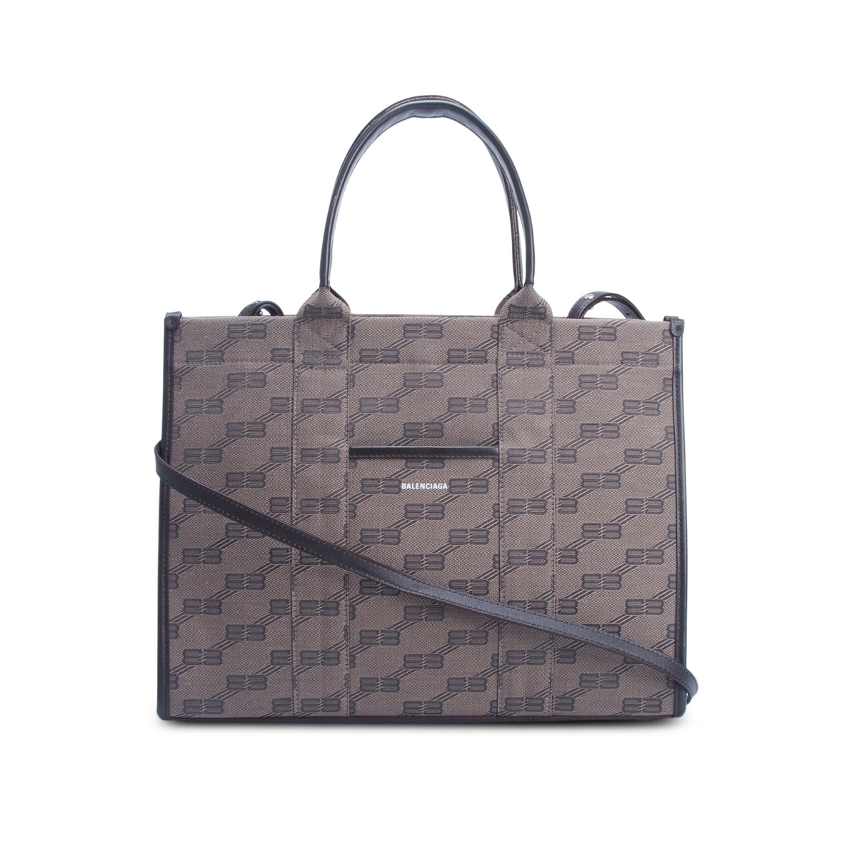 Balenciaga Brown Canvas BB Monogram Tote Bag w/ Strap