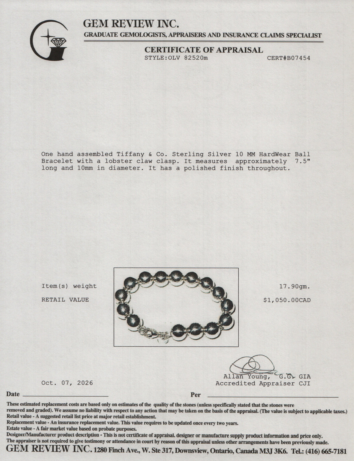 Tiffany & Co. Sterling Silver 10 MM HardWear Ball Bracelet