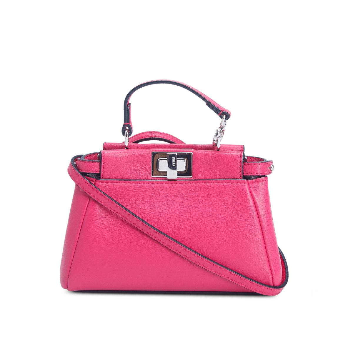 Fendi Pink Nappa Micro Peekaboo Iconic Satchel w/ Strap
