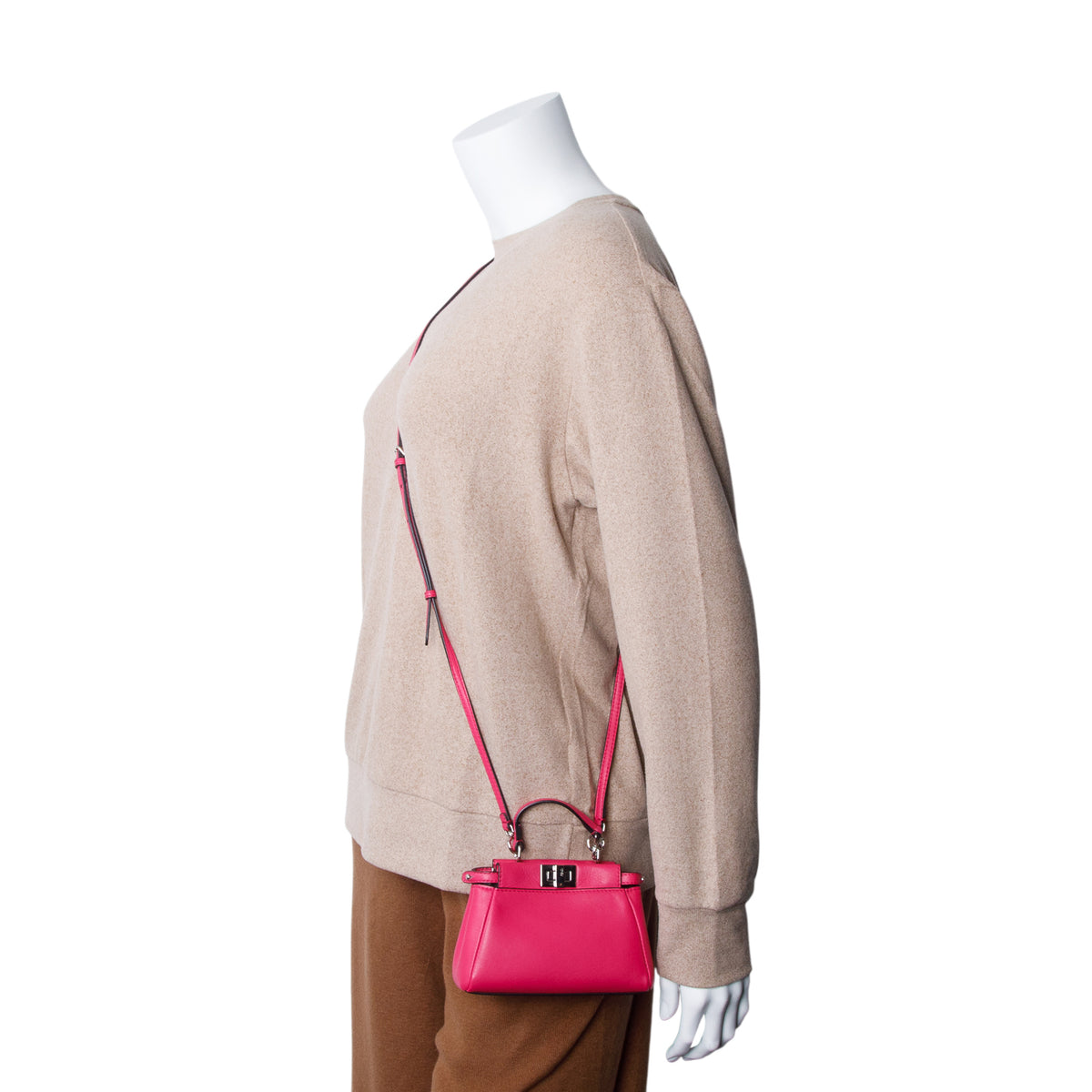 Fendi Pink Nappa Micro Peekaboo Iconic Satchel w/ Strap
