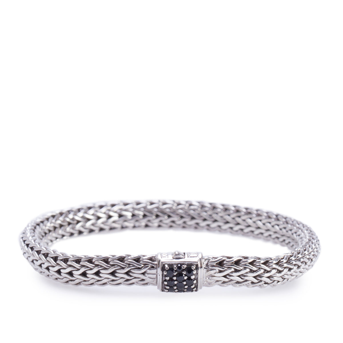 John Hardy Sterling Silver Black Sapphire 6.5 MM Classic Chain Bracelet