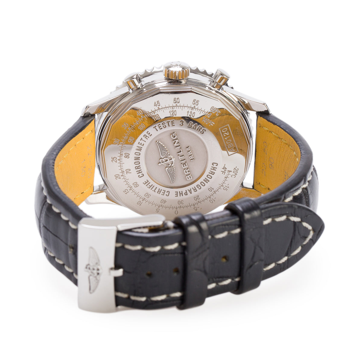 Breitling Stainless Steel Navitimer B01 43 MM Automatic Chronograph Watch Black Dial AB0120