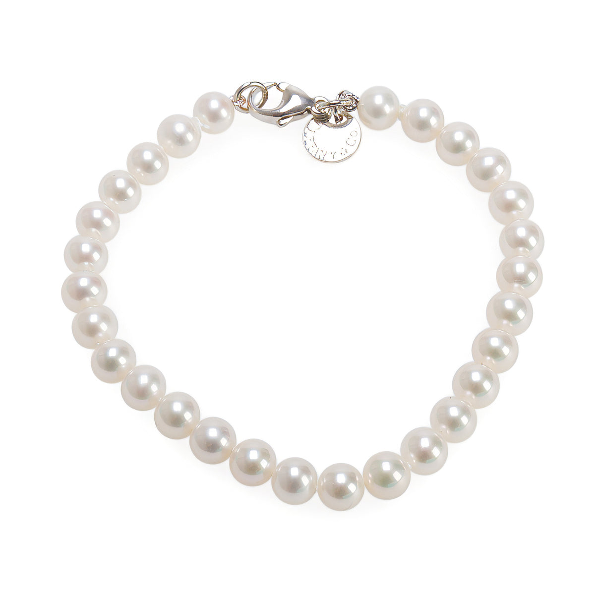 Tiffany & Co. 2025 Sterling Silver Ziegfeld Collection 5-6 MM Pearl Bracelet w/ Box & Receipt