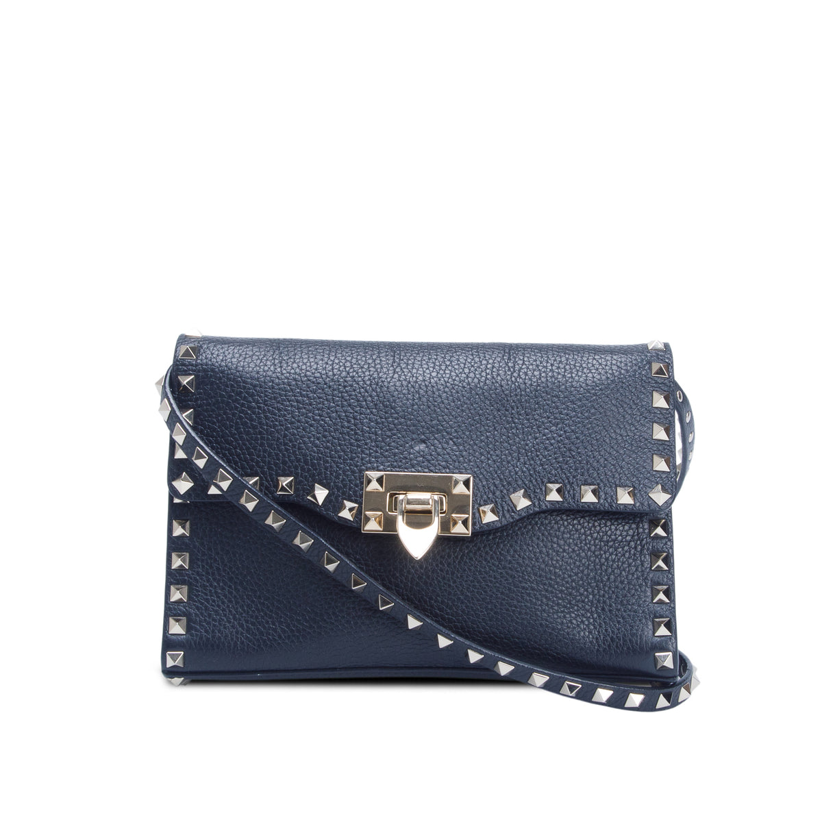 Valentino Black Grained Calfskin Small Rockstud Crossbody Bag