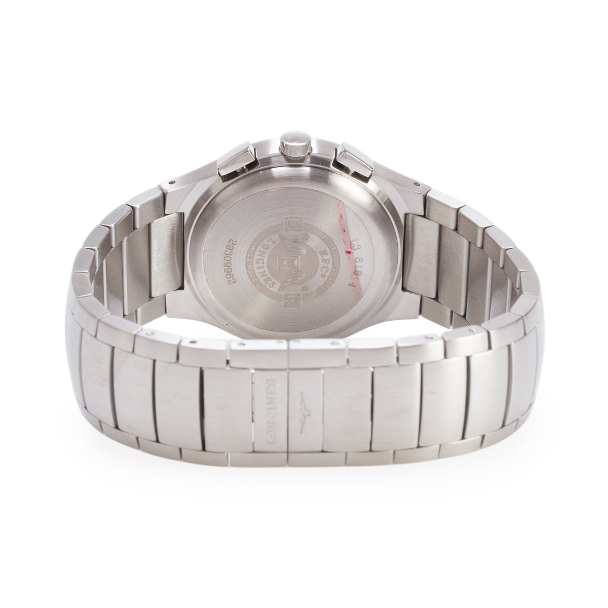 Longines Stainless Steel Oposition 38 MM Chronograph Quartz Watch White Dial w/ Box & Papers