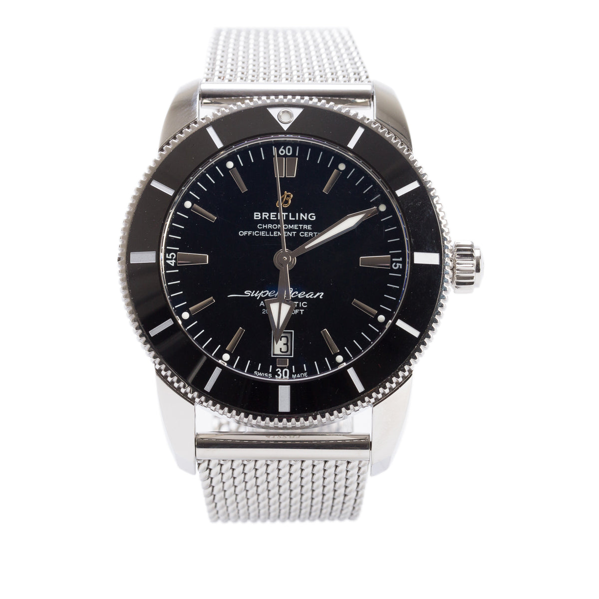 Breitling Stainless Steel Superocean Heritage B20 46 MM Automatic Watch Black Dial AB2020 w/ Box & Papers