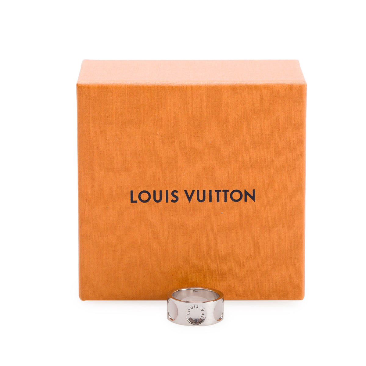 Louis Vuitton 18k White Gold Large Empreinte Ring, Size 57 8.5 w/ Box