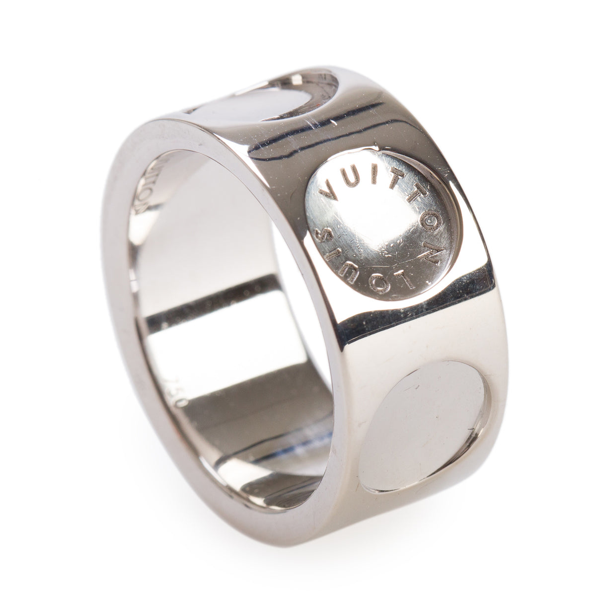 Louis Vuitton 18k White Gold Large Empreinte Ring, Size 57 8.5 w/ Box