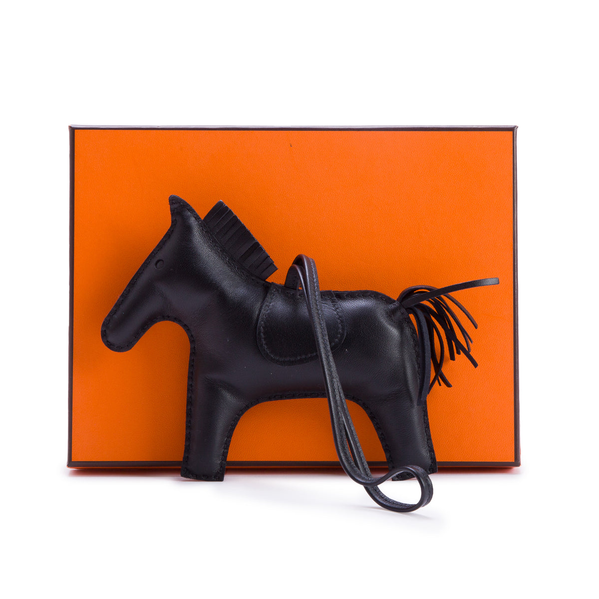 Hermes So Black Milo Lambskin Grigri Rodeo Horse Bag Charm GM w/ Box