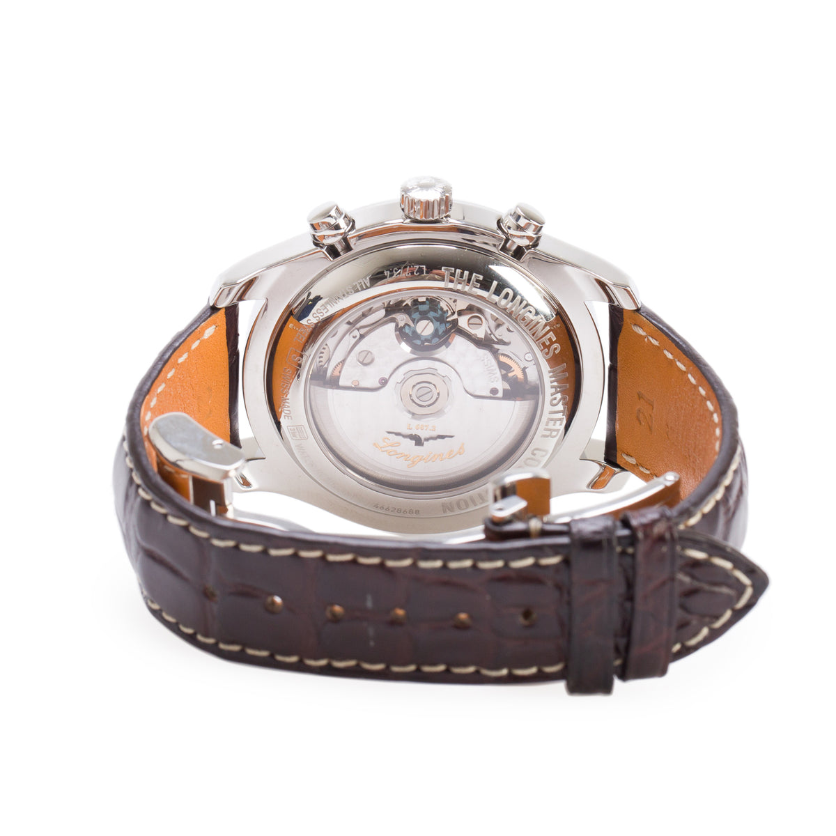 Longines Stainless Steel Master Collection 42 MM Automatic Moonphase Chronograph Watch Silver Dial w/ Box & Papers