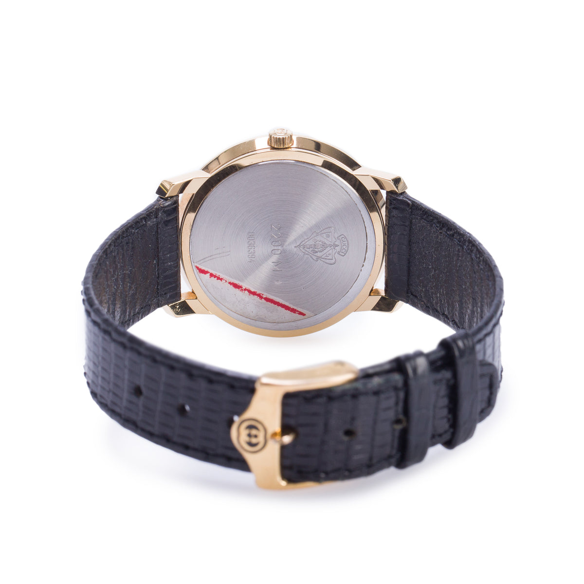 Gucci Gold-Plated Stainless Steel 2200M Series 33 MM Watch Black Dial